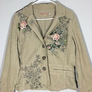 Johnny Was floral embroidered corduroy jacket